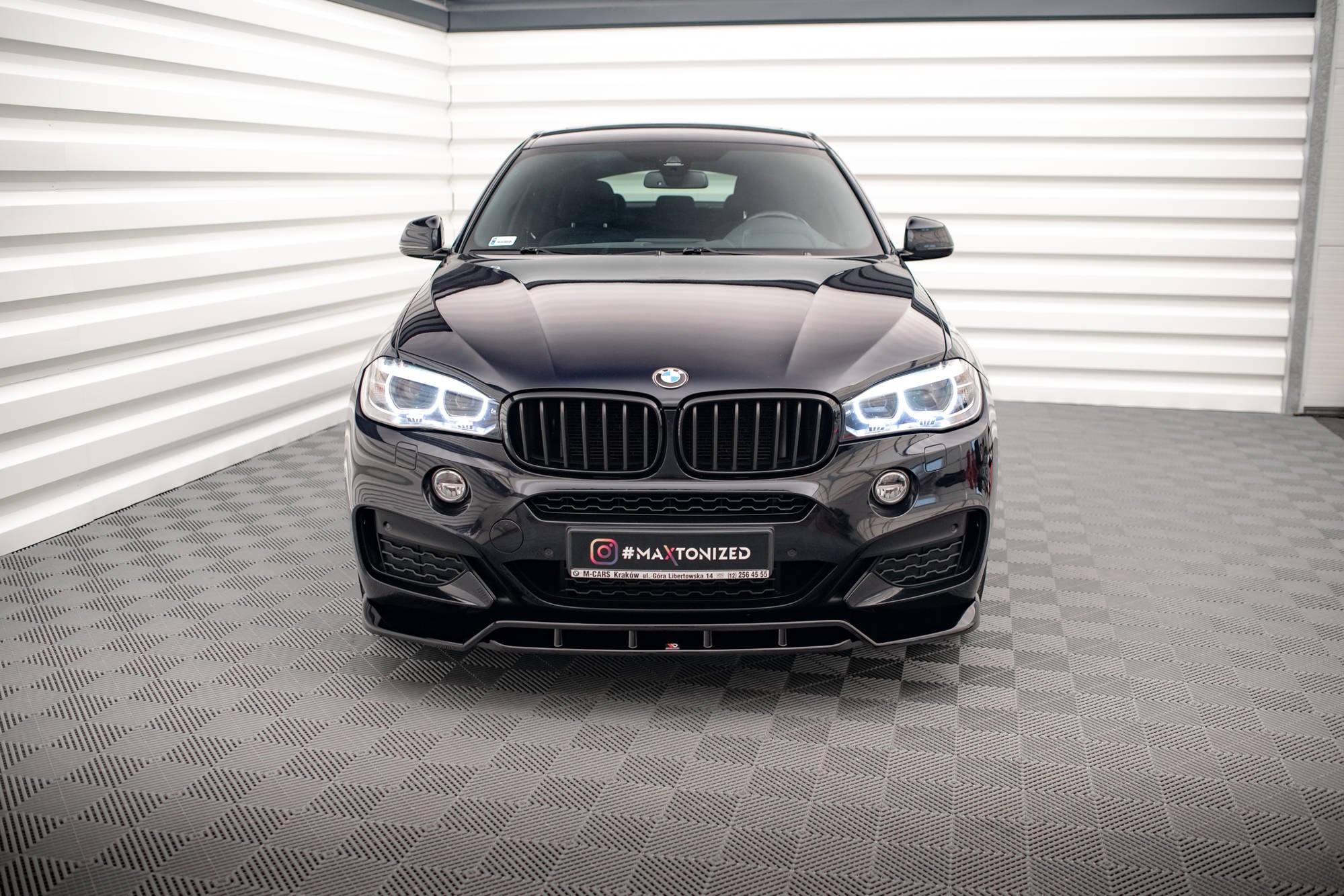 Maxton Design Street+ Spoilerlippe Front Ansatz V.2 passend für BMW X6 M-Paket F16 schwarz Hochglanz