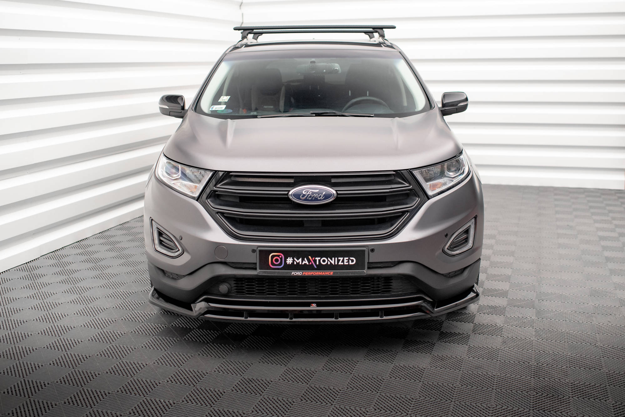 Maxton Design Street+ Spoilerlippe Front Ansatz passend für Ford Edge Mk2 schwarz Hochglanz