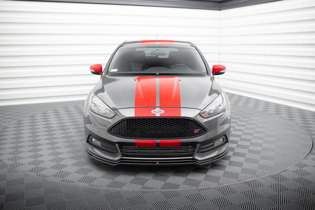 Maxton Design Street+ Spoilerlippe Front Ansatz V.3 passend für Ford Focus ST Mk3 Facelift schwarz Hochglanz