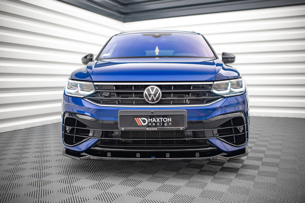 Maxton Design Street+ Spoilerlippe Front Ansatz V.3 passend für VW Tiguan R / R-Line Mk2 Facelift schwarz Hochglanz