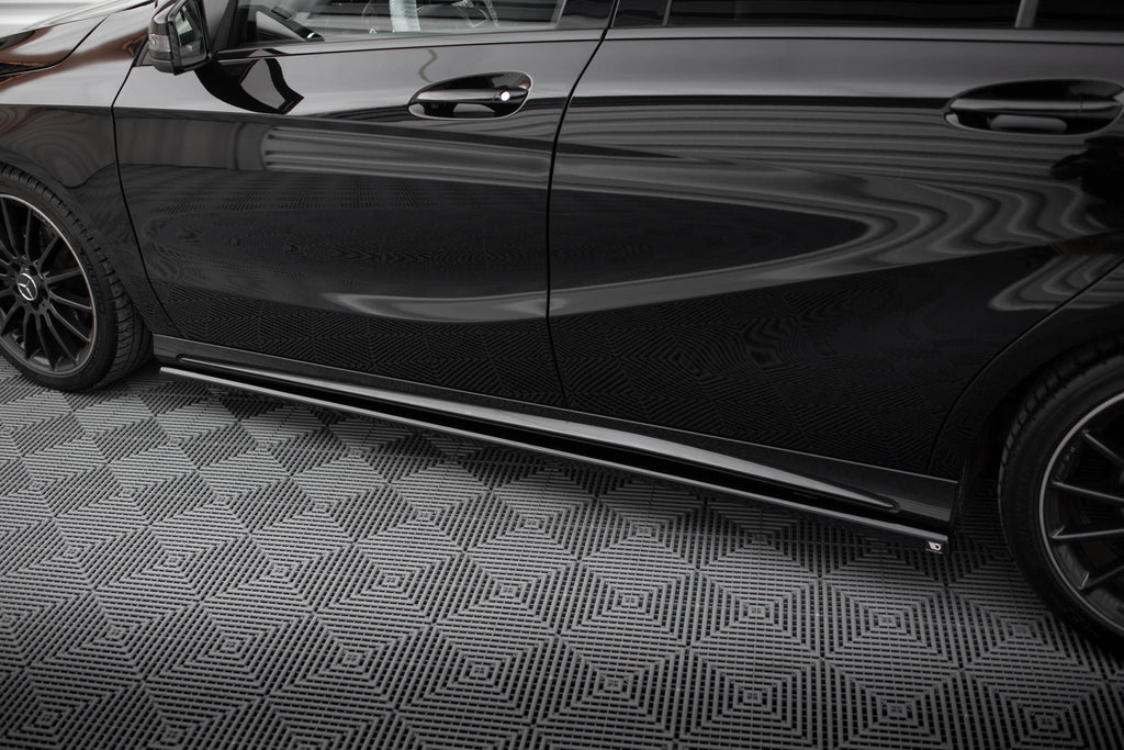 Maxton Design Street+ Seitenschweller Leisten passend für Mercedes-Benz A AMG-Line W176 Facelif schwarz Hochglanz