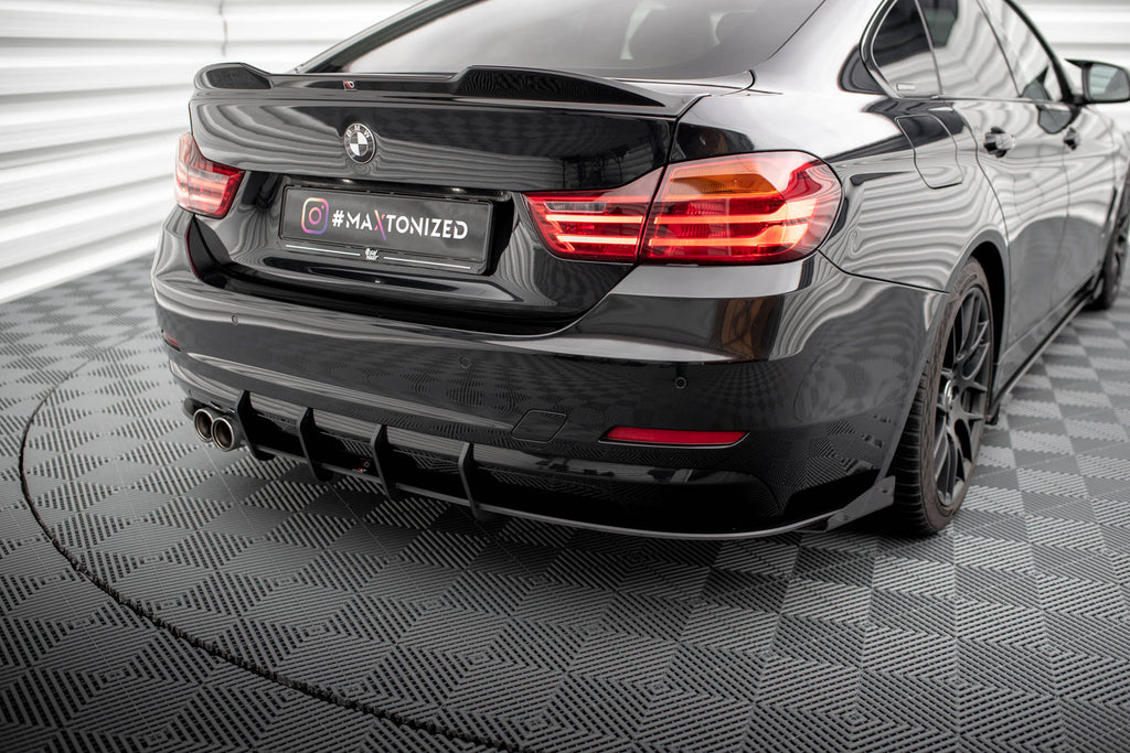 Maxton Design Street Pro Heck Ansatz Flaps Diffusor + Flaps passend für BMW 4er Gran Coupe F36 schwarz Hochglanz
