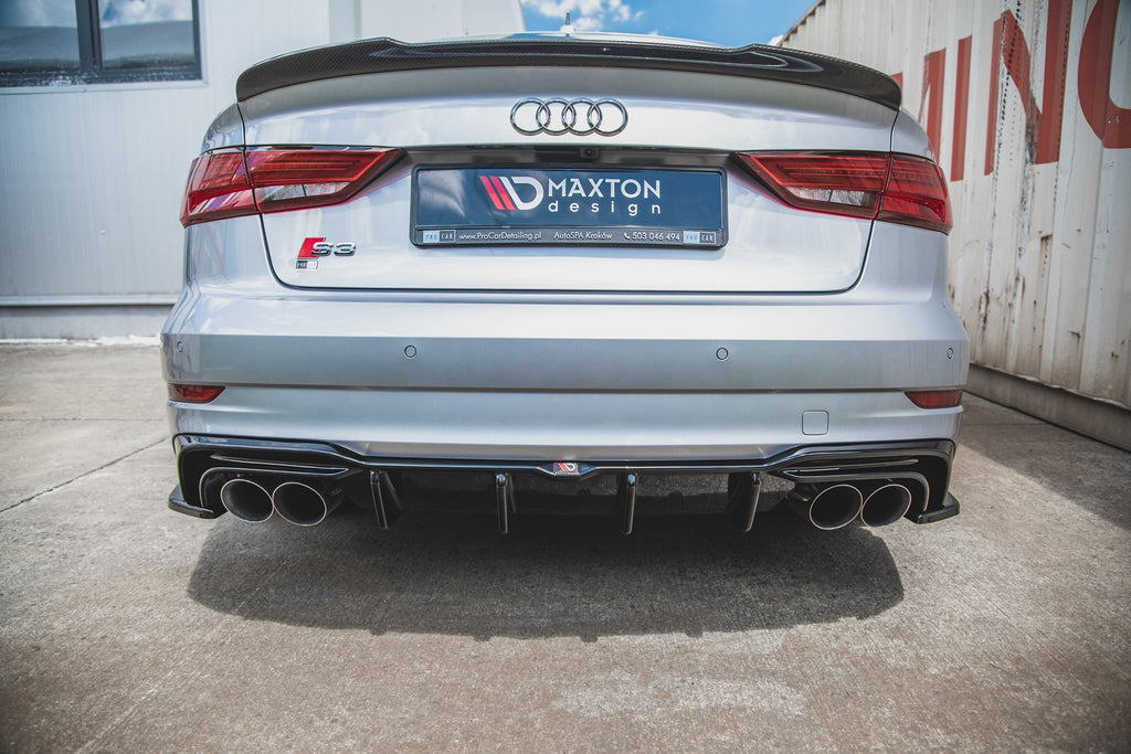 Maxton Design Diffusor Heck Ansatz passend für Audi S3 Limousine 8V Facelift schwarz Hochglanz