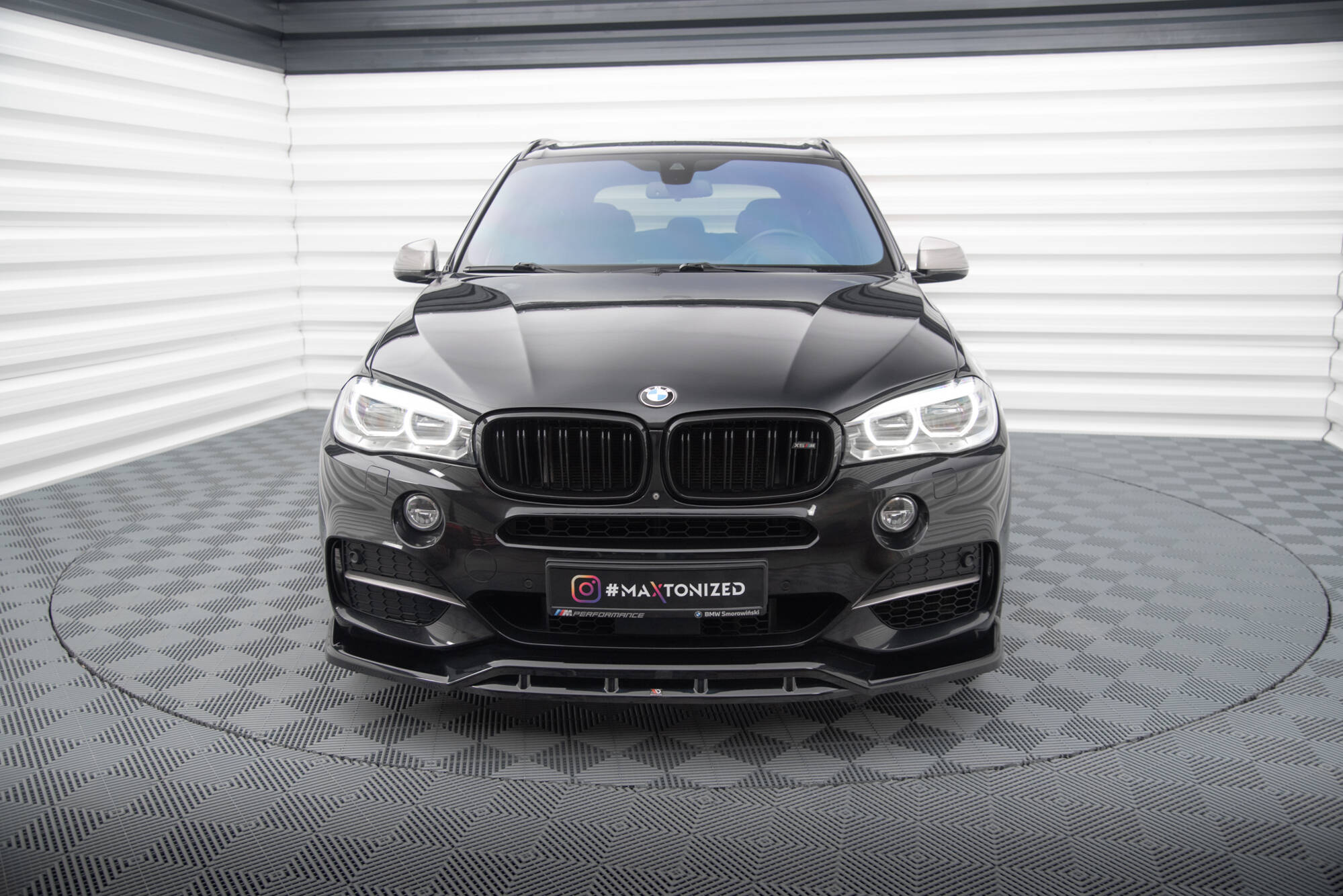 Maxton Design Street+ Spoilerlippe Front Ansatz V.3 passend für BMW X5 M-Paket F15 schwarz Hochglanz