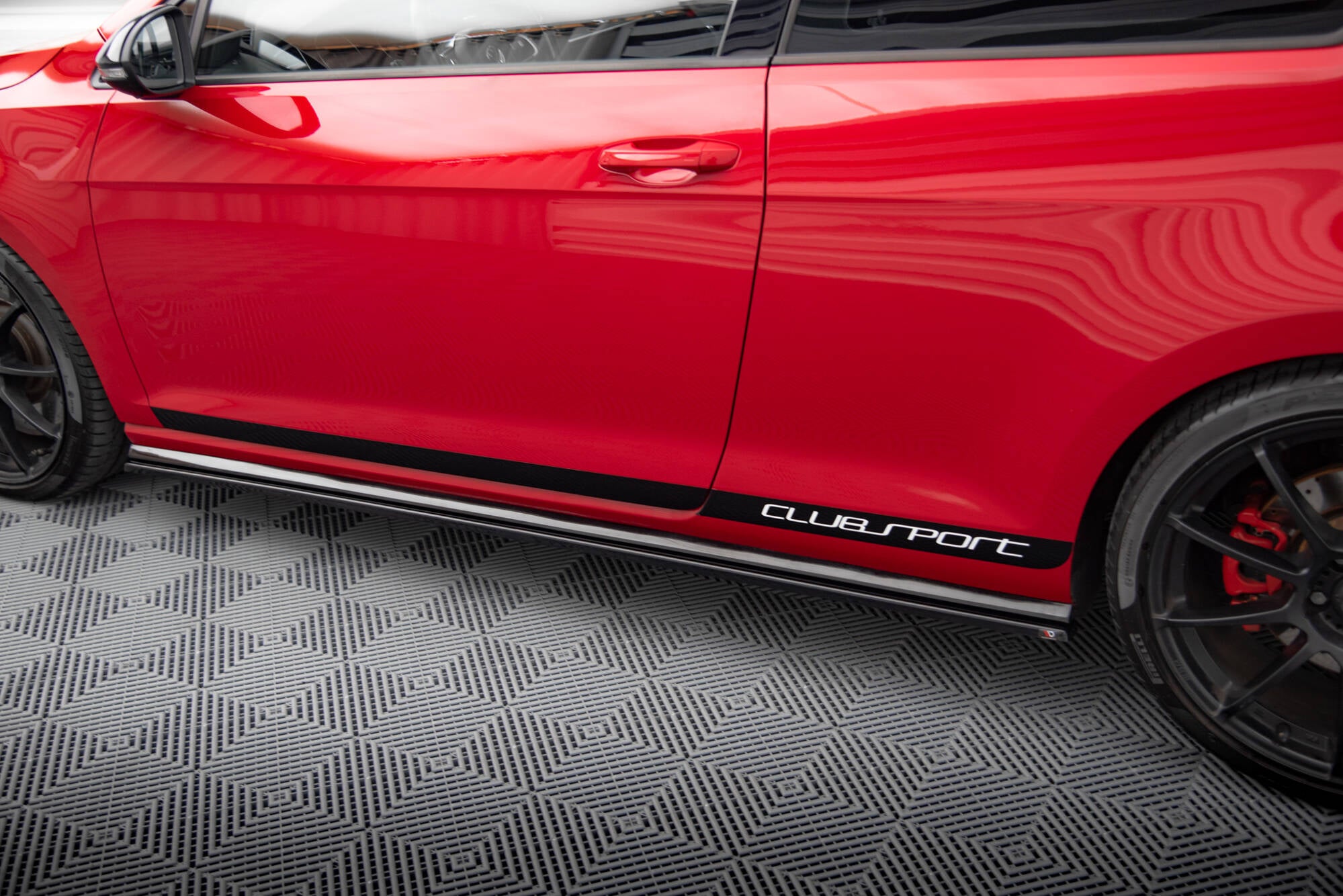 Maxton Design Street+ Seitenschweller Leisten passend für VW Golf GTI Clubsport Mk7 schwarz Hochglanz