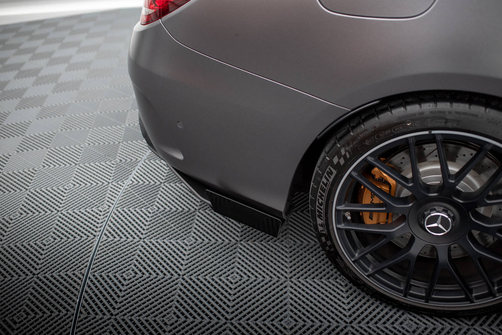 Maxton Design Hintere Seiten Flaps passend für Mercedes-AMG C63 Limousine / Kombi W205 Facelift schwarz Hochglanz