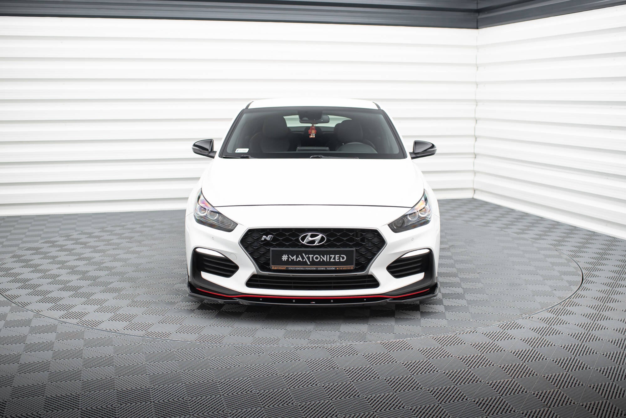 Maxton Design Street+ Spoilerlippe Front Ansatz V.4 passend für Hyundai I30 N Mk3 Hatchback/ Fastback schwarz Hochglanz