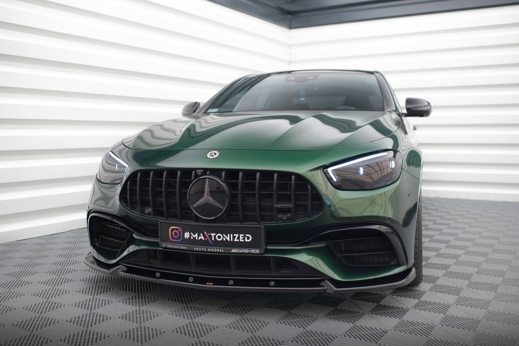 Maxton Design Street+ Spoilerlippe Front Ansatz V.2 passend für Mercedes-AMG E63 W213 Facelift schwarz Hochglanz