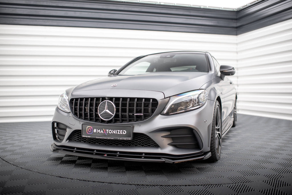 Maxton Design Street+ Spoilerlippe Front Ansatz V.2 passend für Mercedes-AMG C43 Coupe / Cabrio / Limousine / Kombi C205 / A205 / W205 / S205 Facelift schwarz Hochglanz