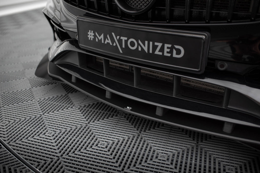 Maxton Design Street Pro Street+ Spoilerlippe Front Ansatz + Flaps passend für Mercedes-Benz A AMG-Line W176 Facelift schwarz Hochglanz