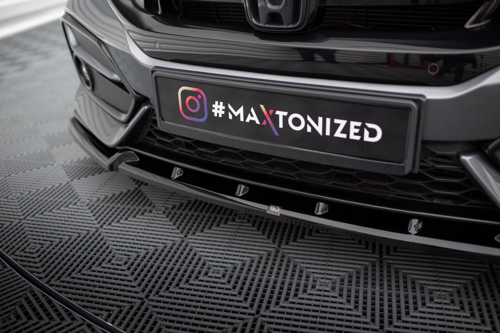 Maxton Design Street+ Spoilerlippe Front Ansatz passend für Honda Civic Sport Mk 10 schwarz Hochglanz