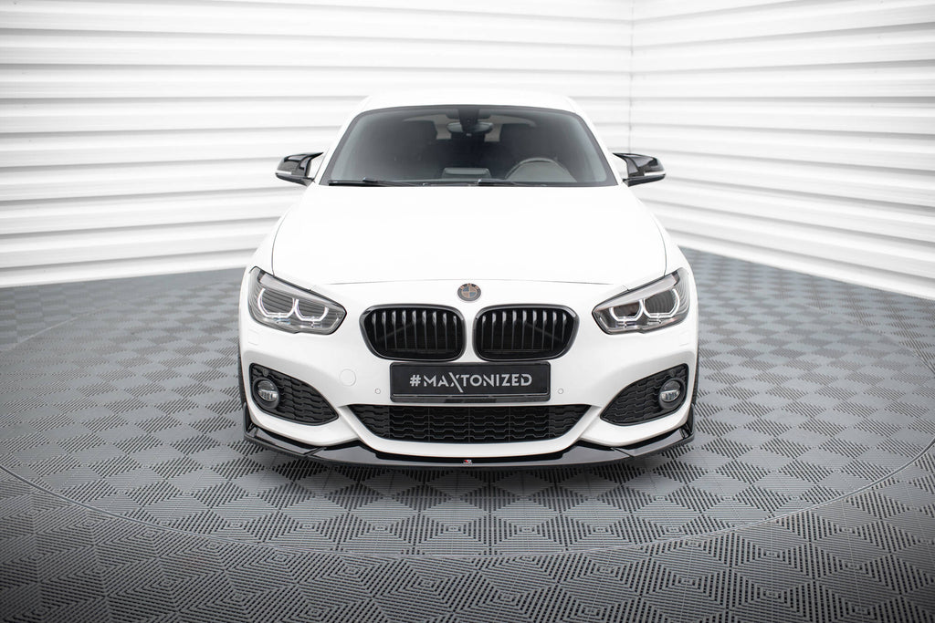Maxton Design Street+ Spoilerlippe Front Ansatz V.4 passend für CSL Look BMW 1er M-Paket / M140i F20 Facelift schwarz Hochglanz