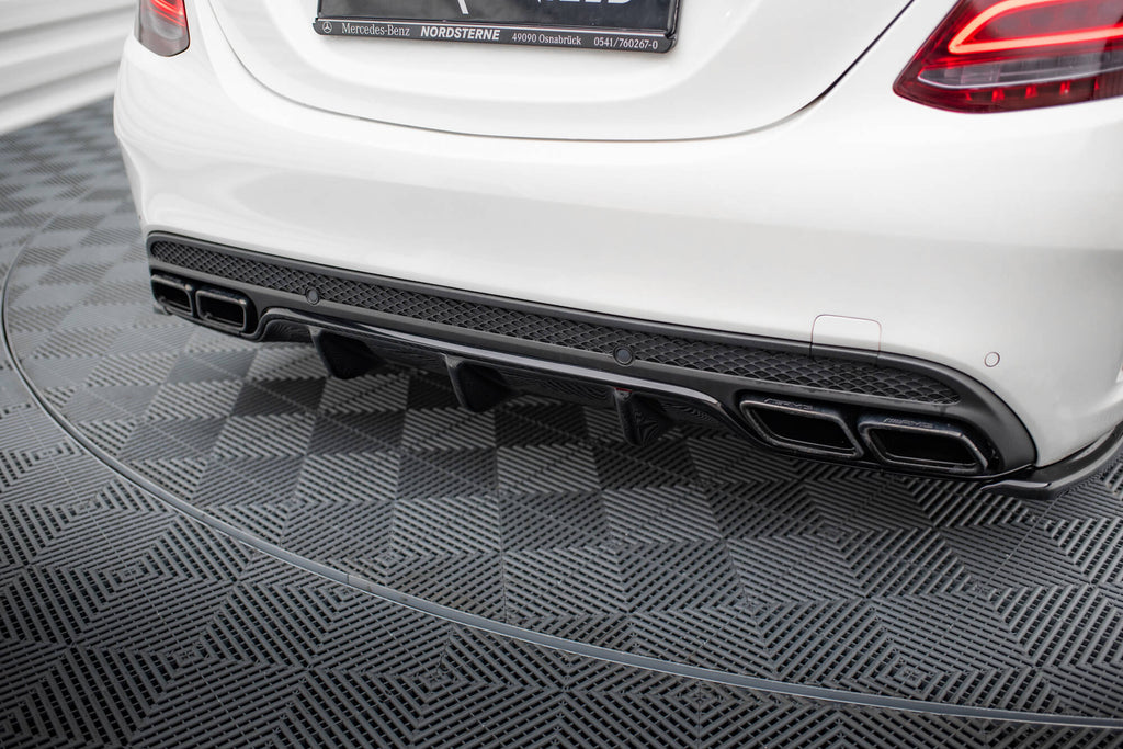Maxton Design Diffusor Heck Ansatz passend für Mercedes C-Klasse Limousine / Kombi W205 / S205 63 AMG schwarz Hochglanz