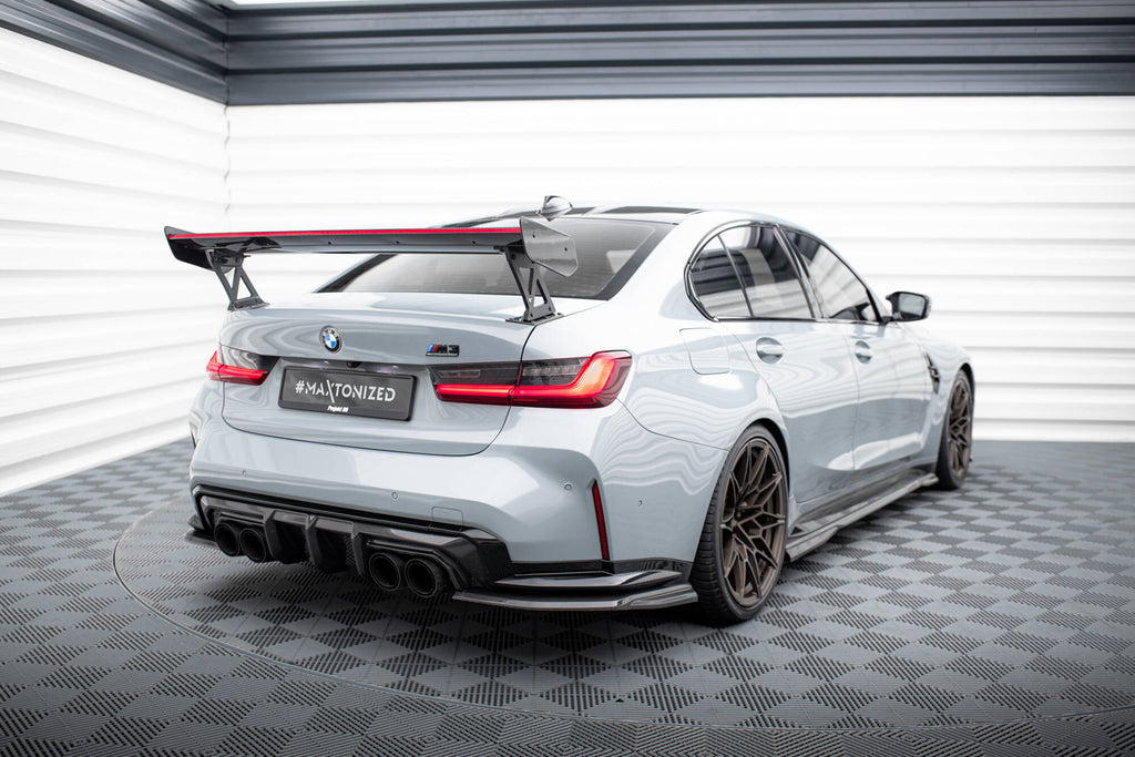 Maxton Design Carbon Spoiler With External Brackets Uprights + LED BMW M3 G80 / M340i G20 / 3 M-Paket G20 / 3 Standard G20 für BMW 3er G20