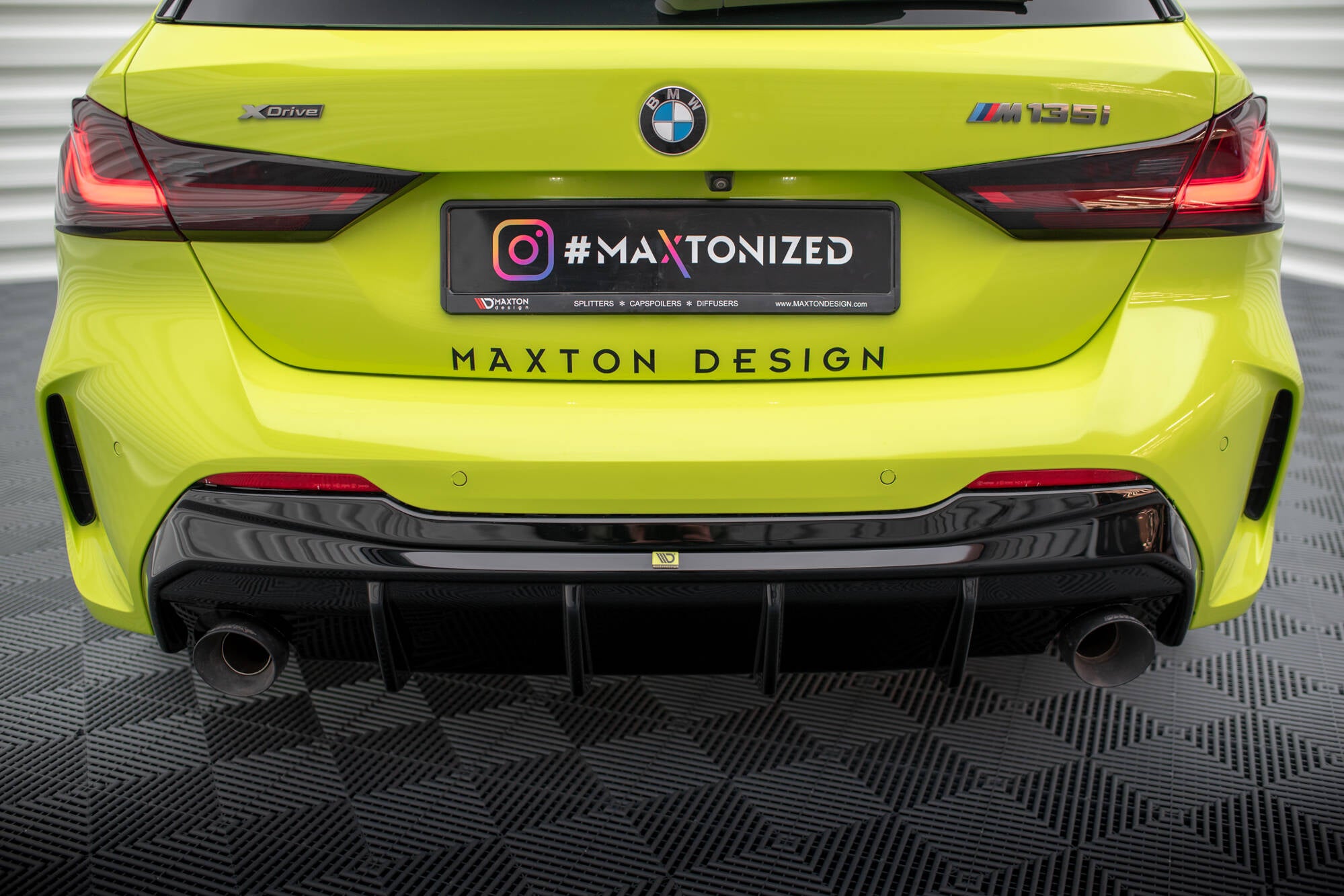 Maxton Design Diffusor Heck Ansatz V.3 passend für BMW 1er F40 M-Paket/ M135i / 128ti (Einzelauspuff li. re.)