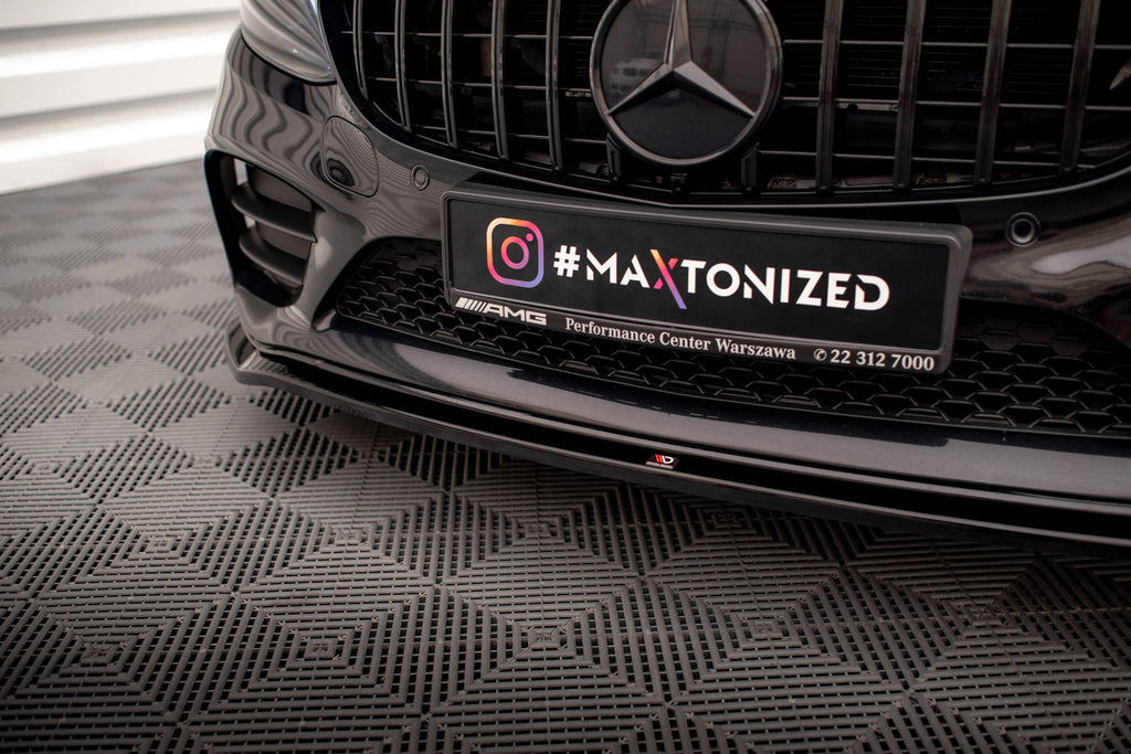Maxton Design Street+ Spoilerlippe Front Ansatz V.1 passend für Mercedes-Benz C AMG Line Limousine / Coupe / Kombi W205 / C205 / S205 Facelift schwarz Hochglanz