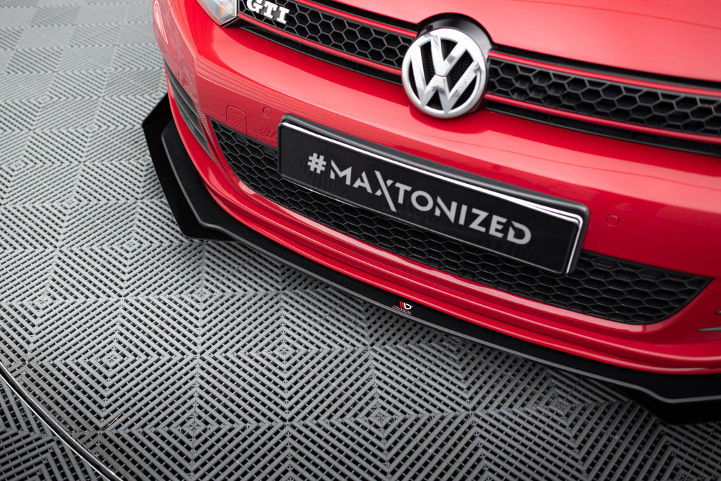 Maxton Design Street Pro Street+ Spoilerlippe Front Ansatz passend für V.3 + Flaps passend für VW Golf GTI Mk6 schwarz Hochglanz