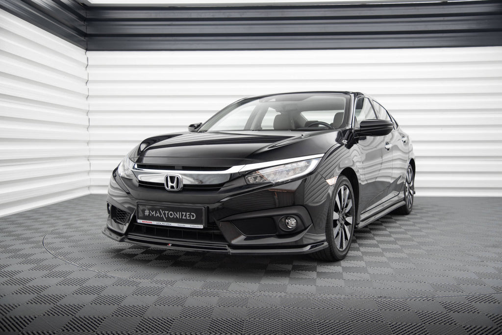 Maxton Design Street+ Spoilerlippe Front Ansatz V.2 passend für Honda Civic Limousine Mk10 schwarz Hochglanz