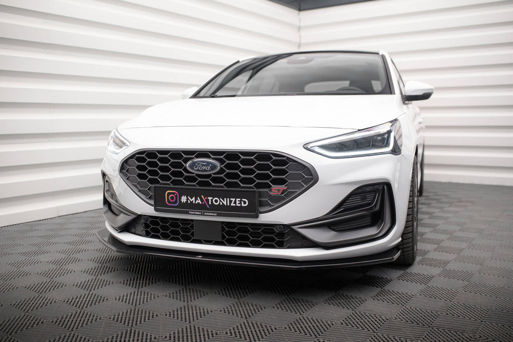 Maxton Design Street+ Spoilerlippe Front Ansatz V.6 passend für Ford Focus ST / ST-Line Mk4 Facelift schwarz Hochglanz