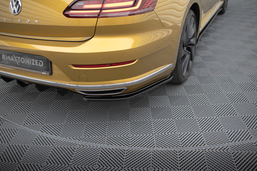 Maxton Design Heck Ansatz Flaps Diffusor passend für VW Arteon R-Line Limousine / Shooting Brake Mk1 schwarz Hochglanz