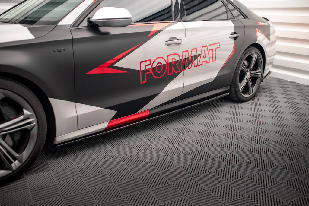 Maxton Design Street+ Seitenschweller Leisten passend für V.1 passend für Audi S8 D4 schwarz Hochglanz