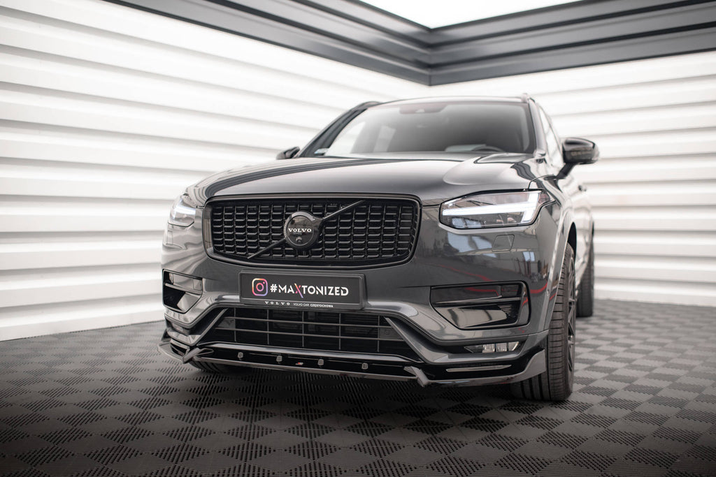 Maxton Design Street+ Spoilerlippe Front Ansatz V.2 passend für Volvo XC90 R-Design Mk2 Facelift schwarz Hochglanz