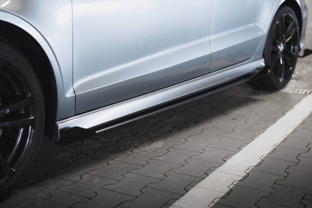 Maxton Design Street Pro Street+ Seitenschweller Leisten + Flaps passend für Audi S3 / A3 S-Line Limousine 8V schwarz Hochglanz