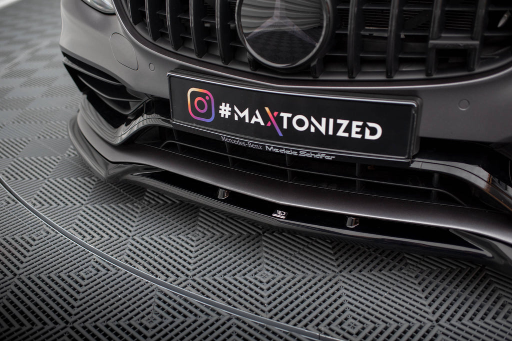 Maxton Design Street+ Spoilerlippe Front Ansatz V.2 passend für Mercedes-AMG C63 Limousine / Kombi W205 Facelift schwarz Hochglanz