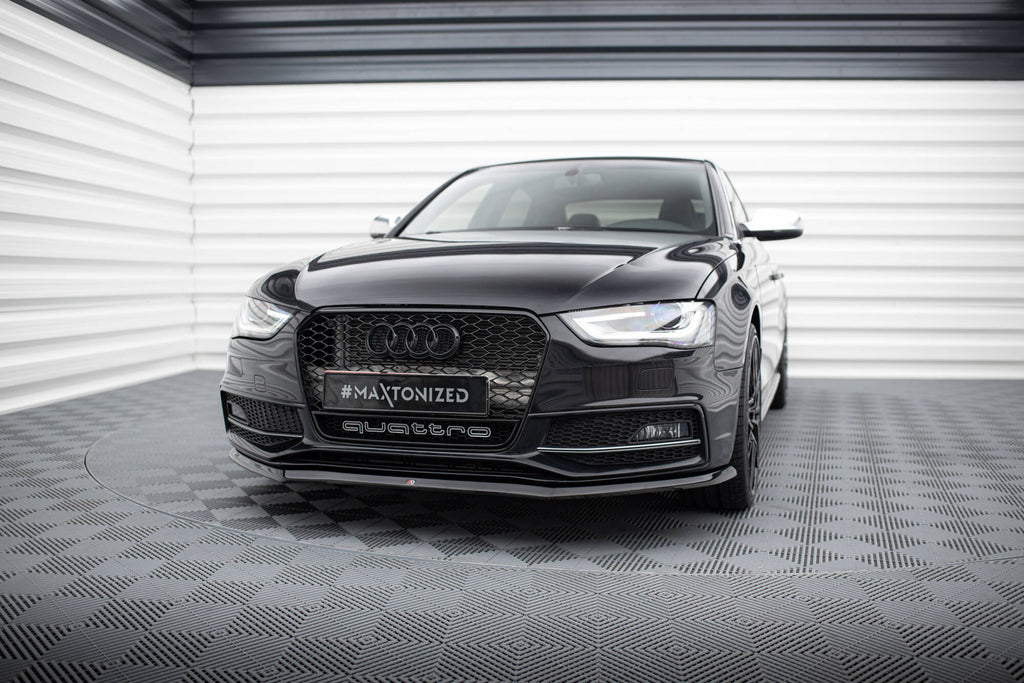 Maxton Design Street+ Spoilerlippe Front Ansatz V.1 passend für Audi A4 S-Line / S4 B8 Facelift schwarz Hochglanz