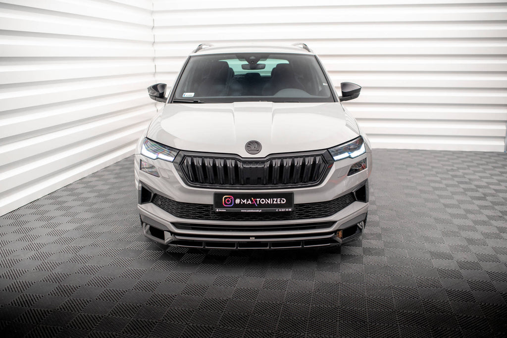 Maxton Design Street+ Spoilerlippe Front Ansatz passend für Skoda Karoq Sportline Mk1 Facelift schwarz Hochglanz