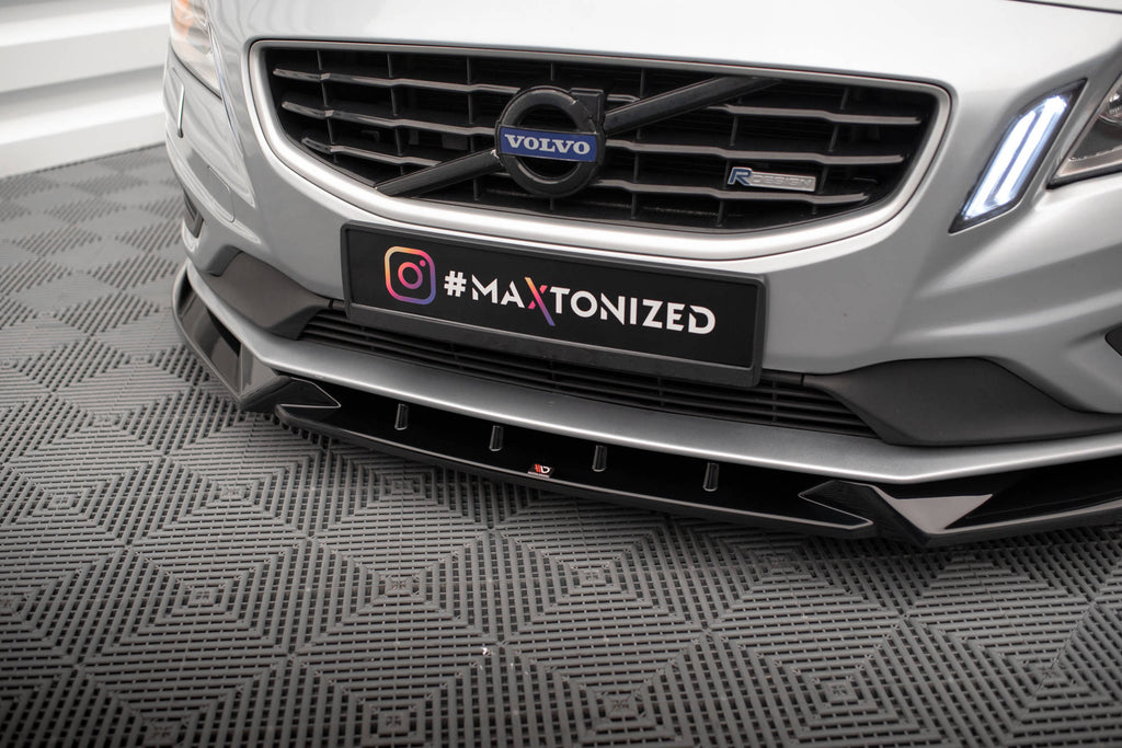 Maxton Design Street+ Spoilerlippe Front Ansatz V.1 passend für Volvo S60 R-Design Mk2 schwarz Hochglanz