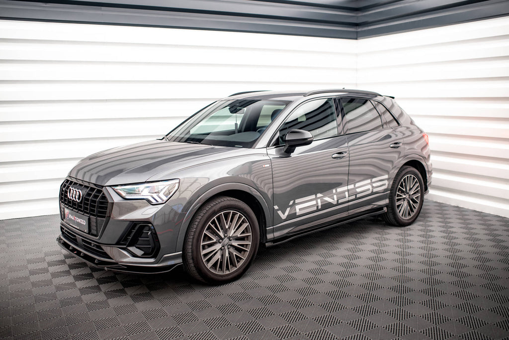 Maxton Design Street+ Seitenschweller Leisten passend für V.1 passend für Audi Q3 S-Line / RSQ3 F3 schwarz Hochglanz