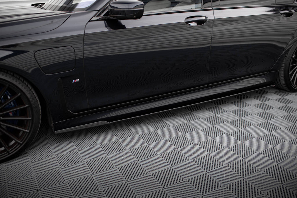 Maxton Design Street+ Seitenschweller Leisten V.2 passend für BMW 7 Lang M-Paket G12 schwarz Hochglanz