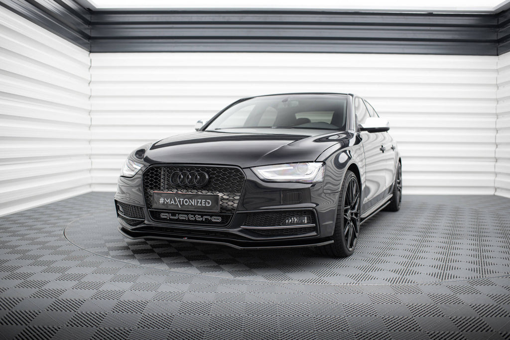 Maxton Design Street+ Spoilerlippe Front Ansatz V.2 passend für Audi A4 S-Line / S4 B8 Facelift schwarz Hochglanz