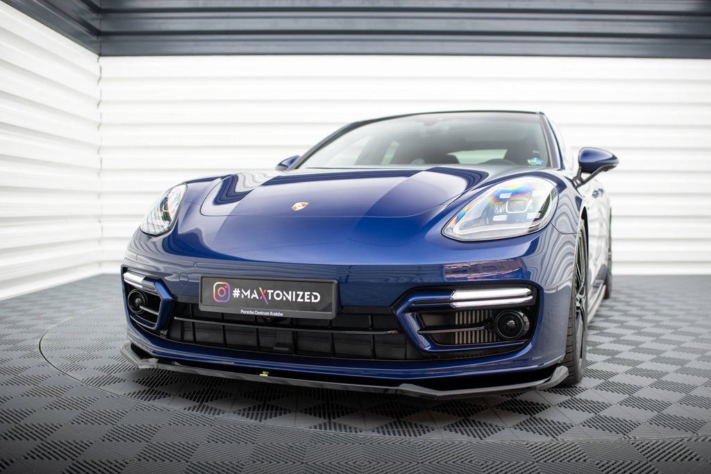 Maxton Design Street+ Spoilerlippe Front Ansatz V.1 passend für Porsche Panamera E-Hybrid 971 Facelift schwarz Hochglanz