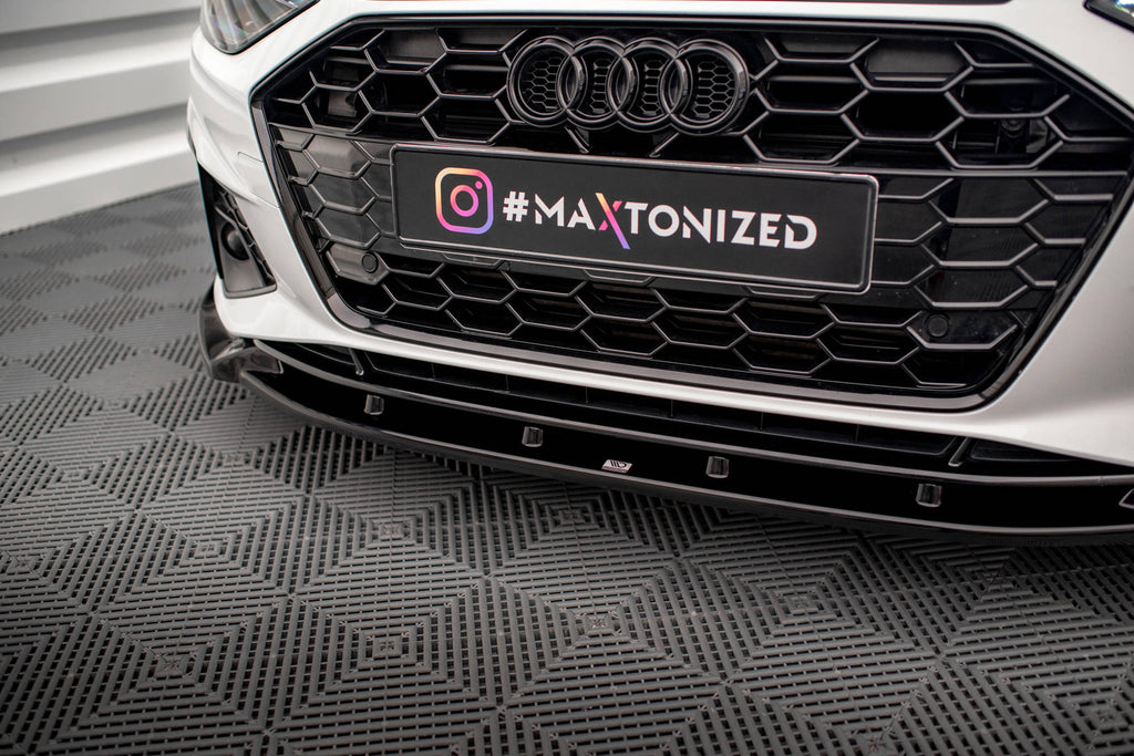 Maxton Design Street+ Spoilerlippe Front Ansatz V.1 passend für Audi A4 S-Line / S4 B9 Facelift schwarz Hochglanz