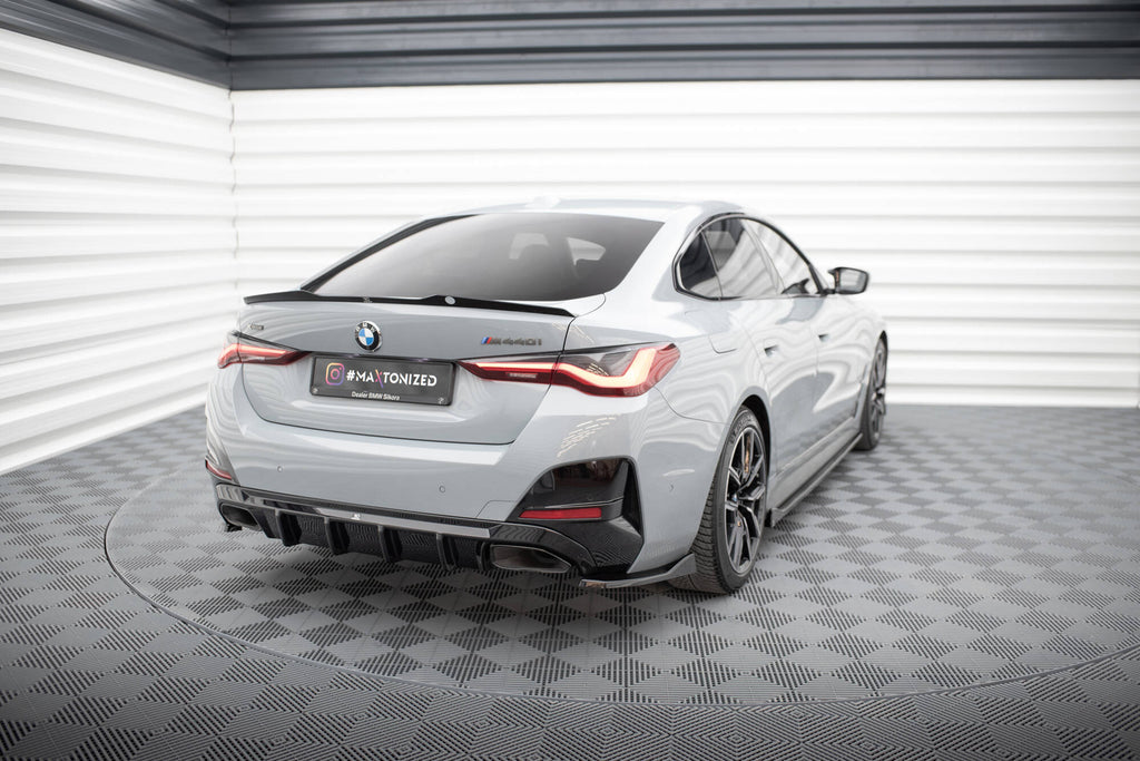 Maxton Design Heck Ansatz Flaps Diffusor V.4 passend für BMW M440i / 4 M-Paket Gran Coupe G26 schwarz Hochglanz