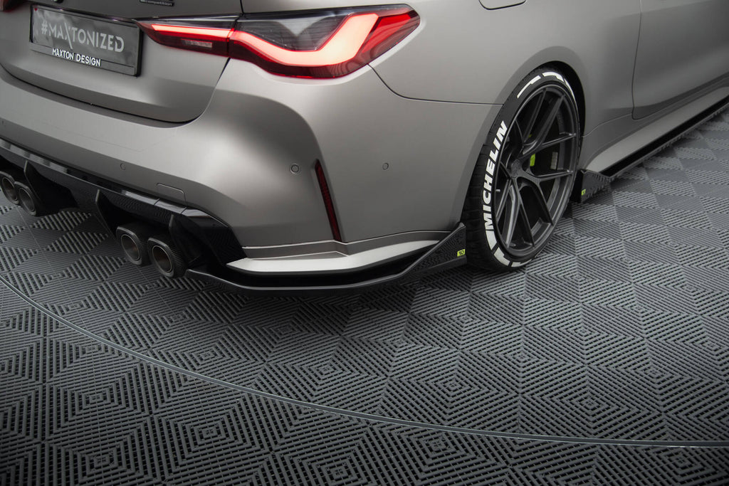 Maxton Design Heck Ansatz Flaps Diffusor V.3 passend für CSL Look BMW M4 G82 / G82 Facelift schwarz Hochglanz