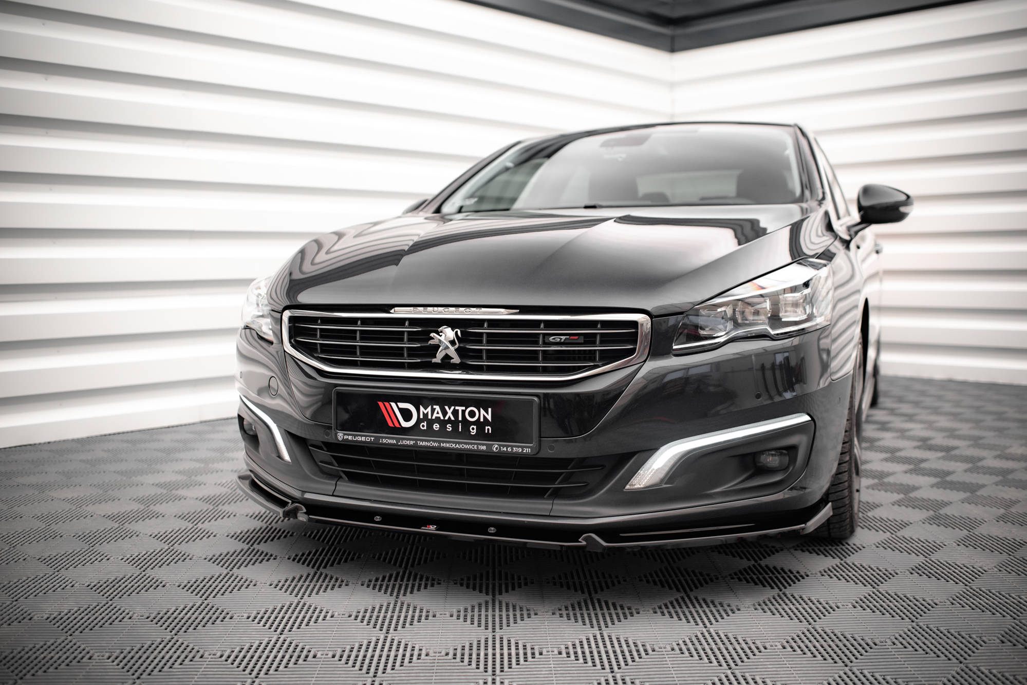 Maxton Design Street+ Spoilerlippe Front Ansatz V.1 passend für Peugeot 508 GT Mk1 Facelift schwarz Hochglanz