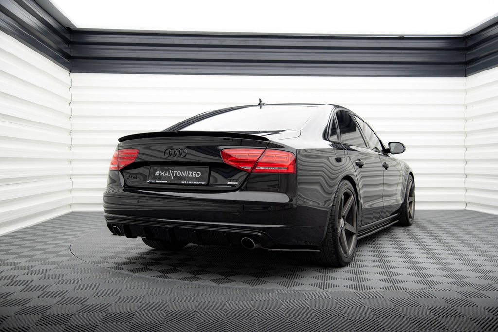 Maxton Design Heck Ansatz Flaps Diffusor passend für Audi A8 D4 schwarz Hochglanz