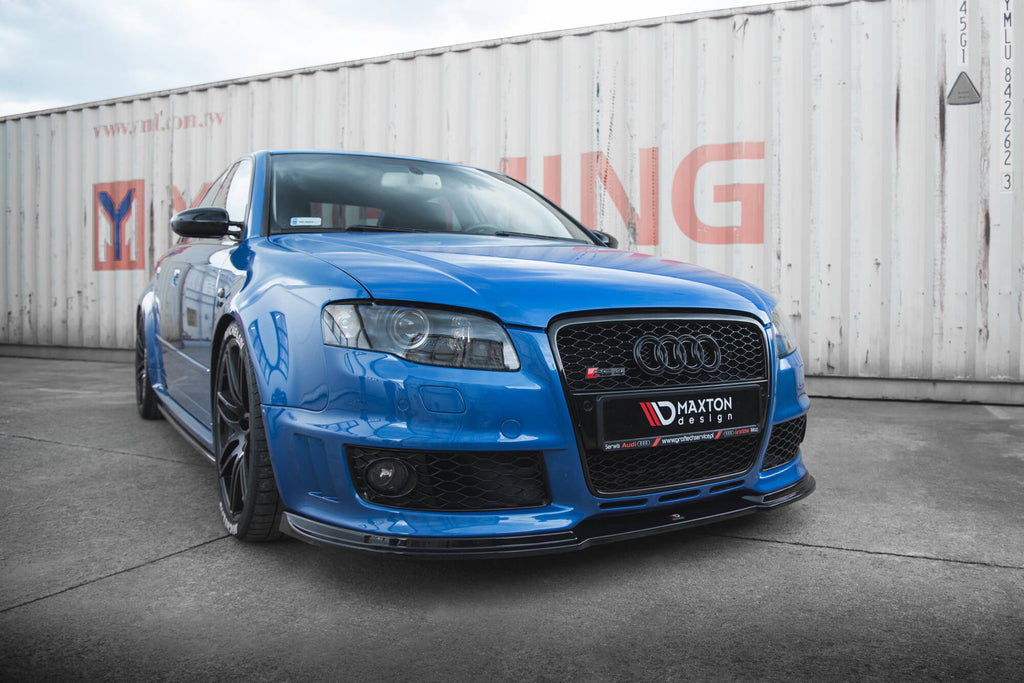 Maxton Design Street+ Spoilerlippe Front Ansatz V.1 passend für Audi RS4 B7 schwarz Hochglanz