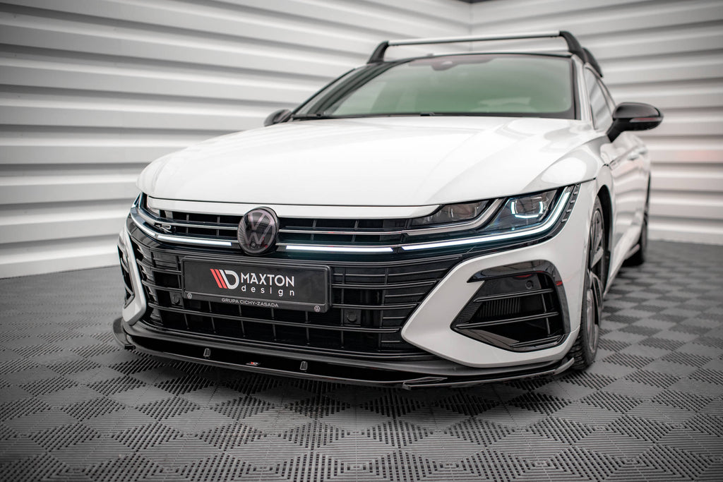 Maxton Design Street+ Spoilerlippe Front Ansatz V.1 passend für VW Arteon R Limousine / Shooting Brake Mk1 Facelift schwarz Hochglanz