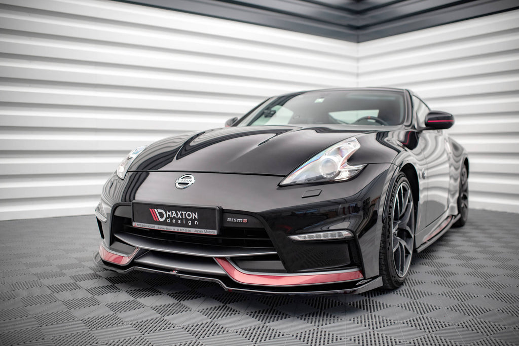 Maxton Design Street+ Spoilerlippe Front Ansatz V.3 passend für Nissan 370Z Nismo Facelift schwarz Hochglanz