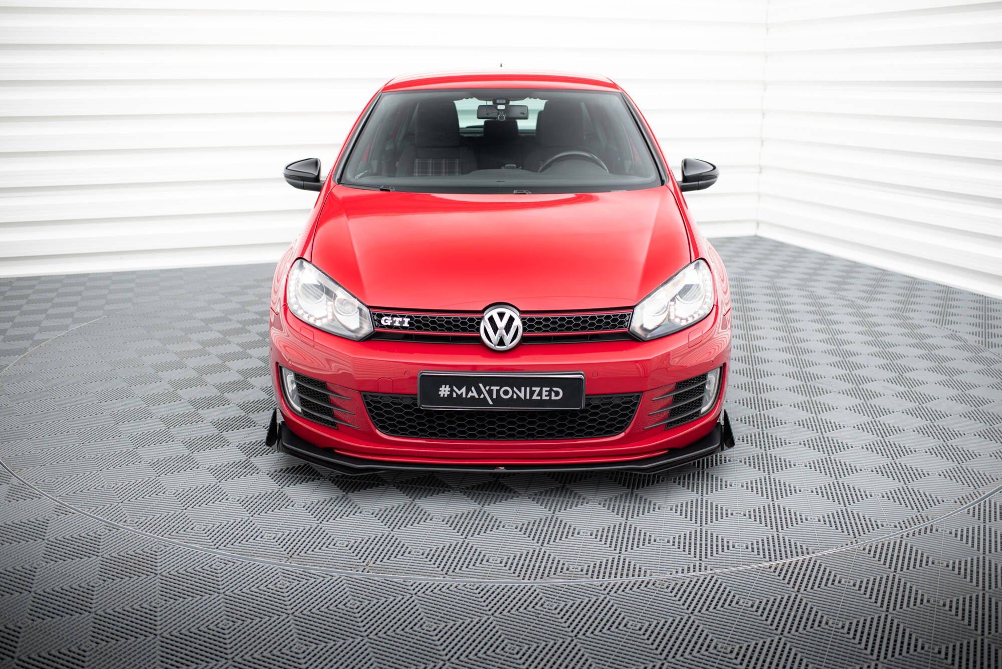 Maxton Design Street Pro Street+ Spoilerlippe Front Ansatz passend für V.3 + Flaps passend für VW Golf GTI Mk6 schwarz Hochglanz
