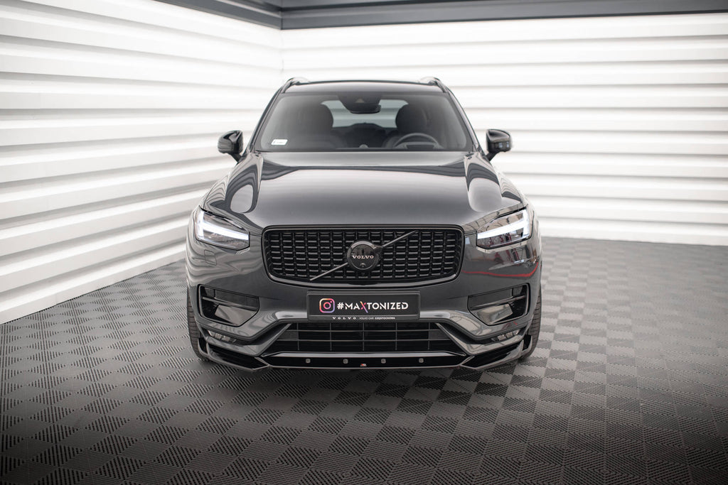 Maxton Design Street+ Spoilerlippe Front Ansatz V.1 passend für Volvo XC90 R-Design Mk2 Facelift schwarz Hochglanz