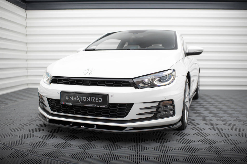 Maxton Design Street+ Spoilerlippe Front Ansatz V.1 passend für VW Scirocco Mk3 Facelift schwarz Hochglanz