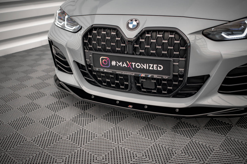 Maxton Design Street+ Spoilerlippe Front Ansatz V.3 passend für BMW 4er / i4 Gran Coupe M-Paket / M440i G26 schwarz Hochglanz