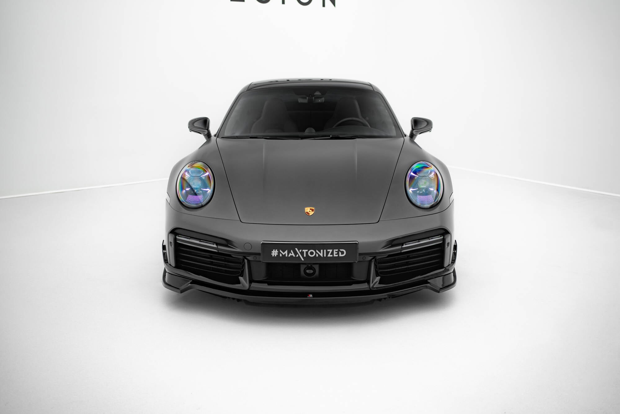 Maxton Design Street+ Spoilerlippe Front Ansatz passend für Porsche 911 Turbo S Sport Package 992 schwarz Hochglanz