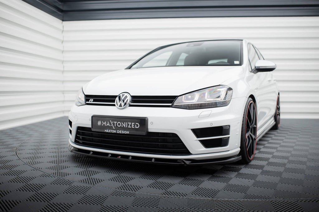 Maxton Design Street+ Spoilerlippe Front Ansatz V.5 passend für VW Golf R / R-Line Mk7 schwarz Hochglanz