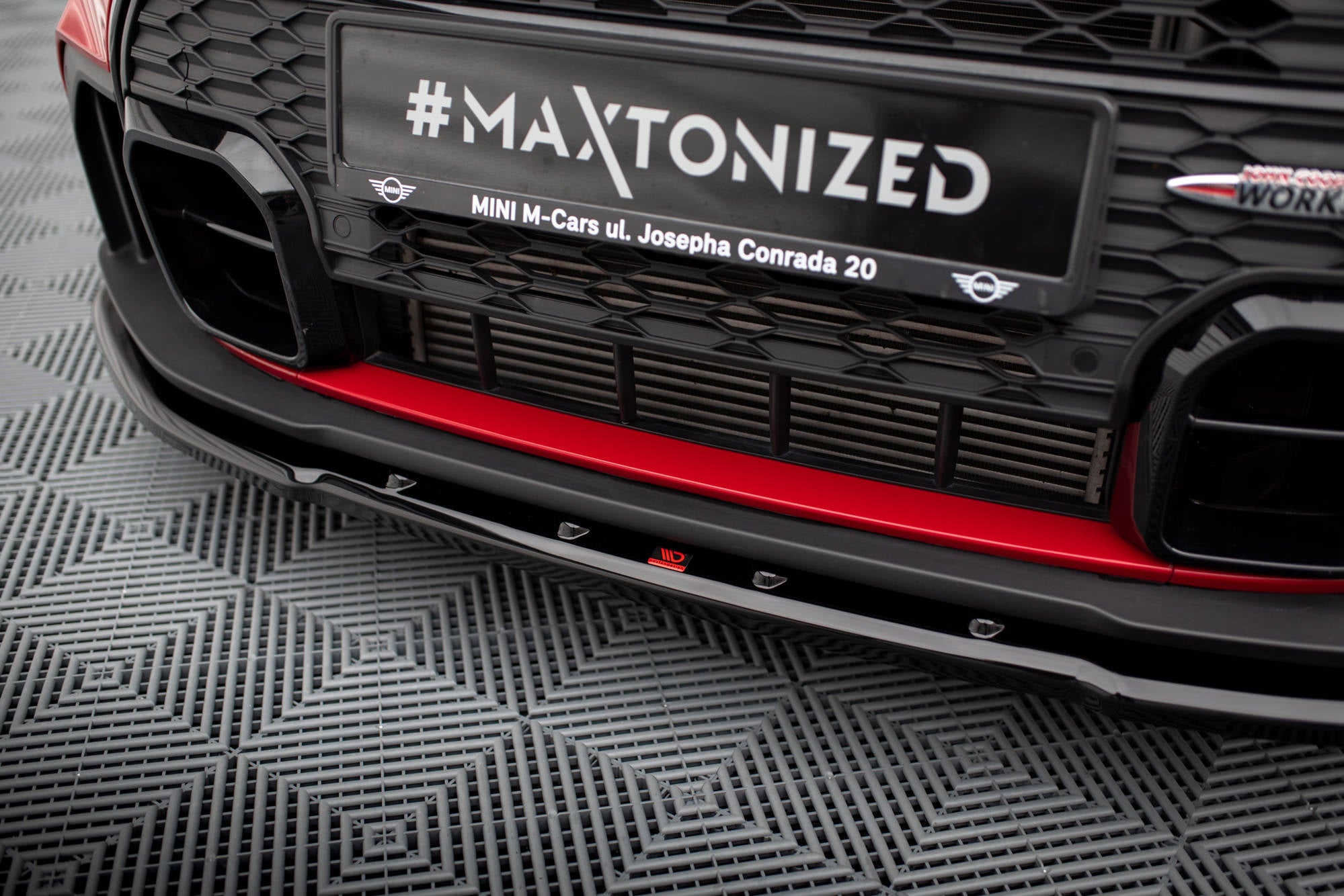 Maxton Design Street+ Spoilerlippe Front Ansatz V.1 passend für Mini Cooper S John Cooper Works F56 Facelift schwarz Hochglanz